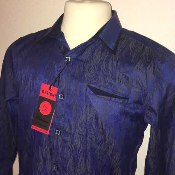 royal blue and black shirt